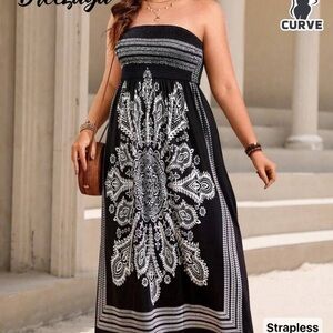 SHEIN Elegant Black and White Strapless Maxi Dress BNWT size 20(4xl)